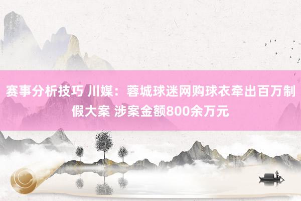 赛事分析技巧 川媒：蓉城球迷网购球衣牵出百万制假大案 涉案金额800余万元