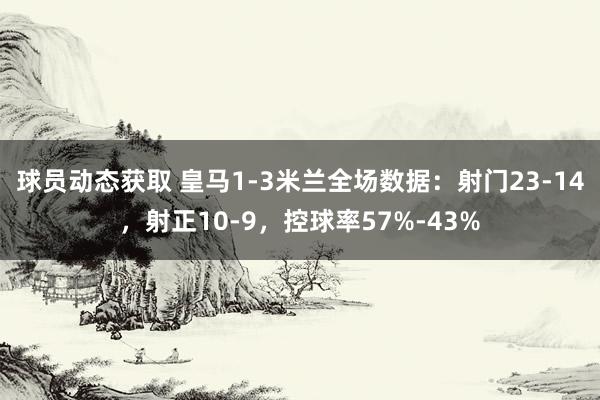 球员动态获取 皇马1-3米兰全场数据：射门23-14，射正10-9，控球率57%-43%