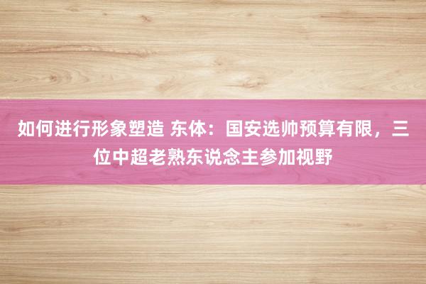 如何进行形象塑造 东体：国安选帅预算有限，三位中超老熟东说念主参加视野